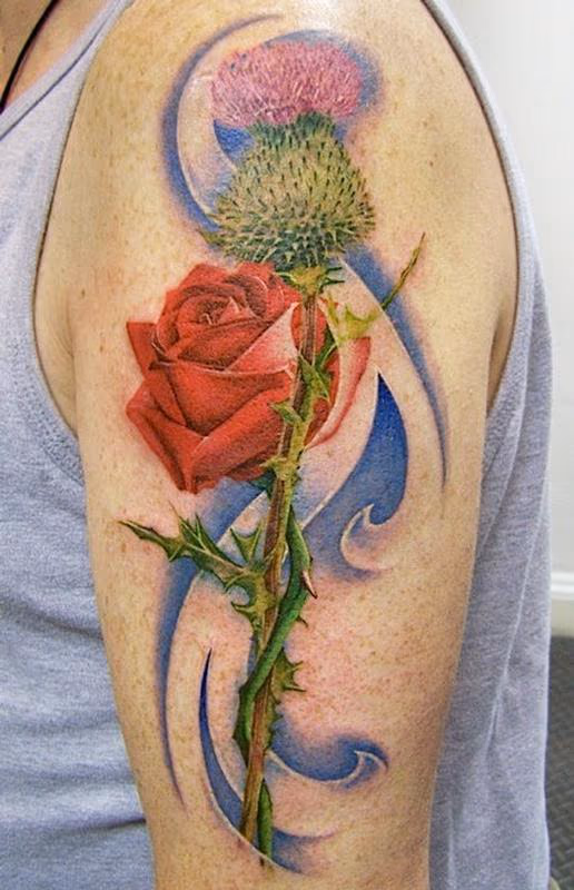 Rose and Thistle Tattoo