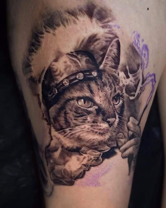 Smoking Cat Tattoo