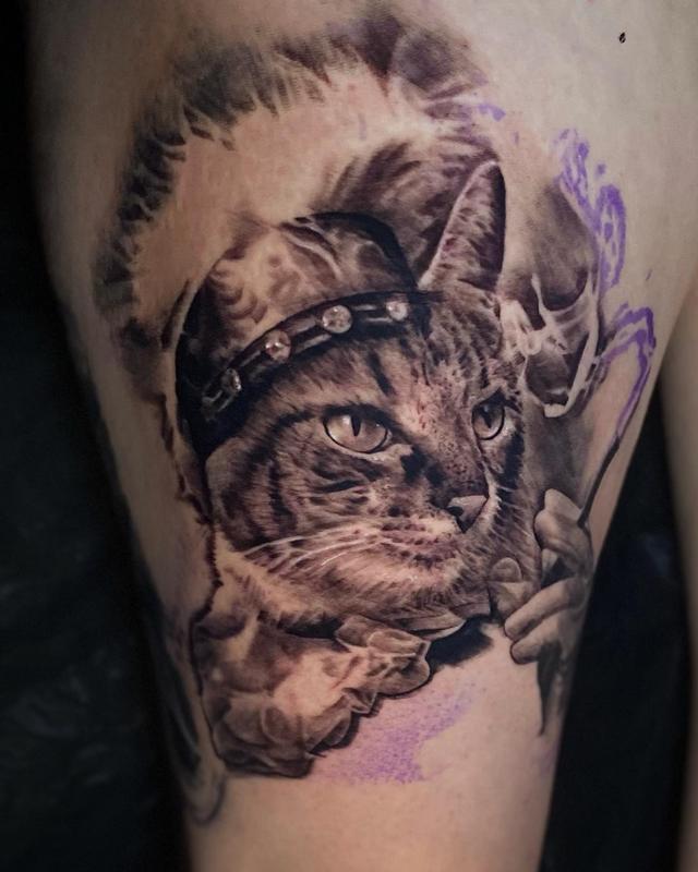 Smoking Cat Tattoo