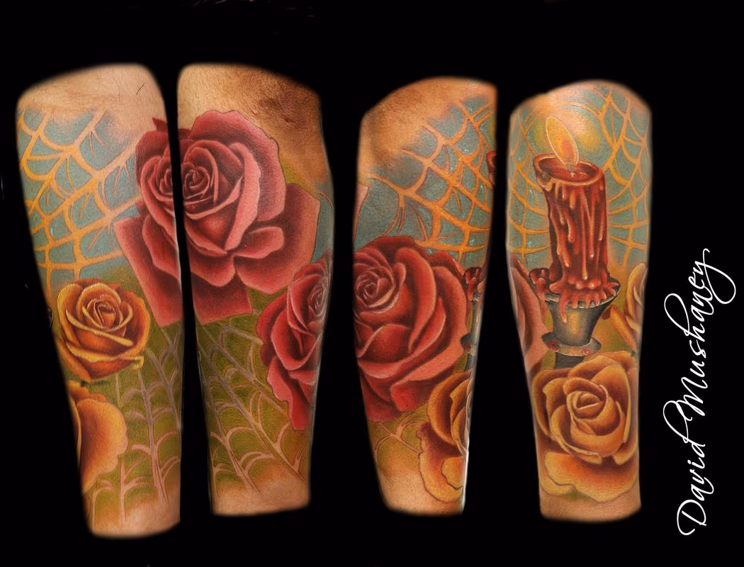 Rose and Candle Tattoo