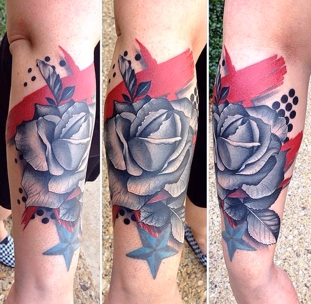 Abstract Style Rose Tattoo