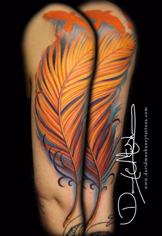Color Half Sleeve - Feather and Birds