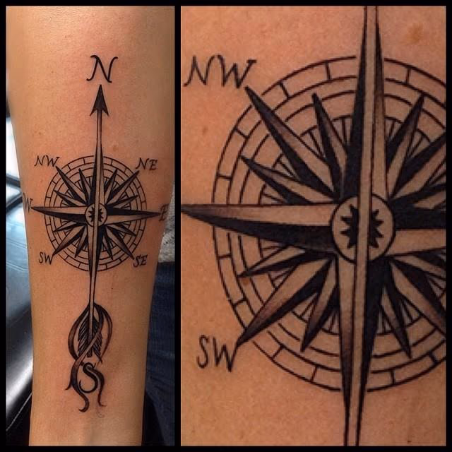 Compass Forearm Tattoo