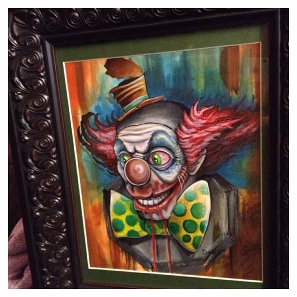Creepy Clown Watercolor Painting