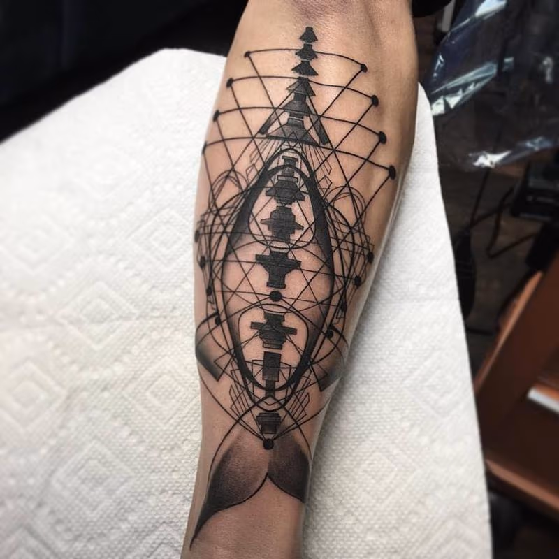 Abstract Geometric Shark Tattoo