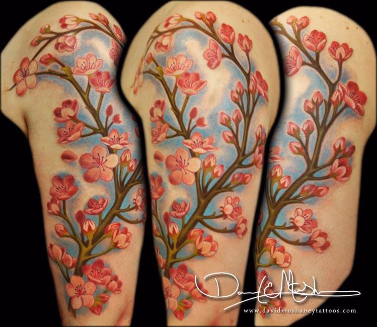 Cherry Blossom Half Sleeve Tattoo