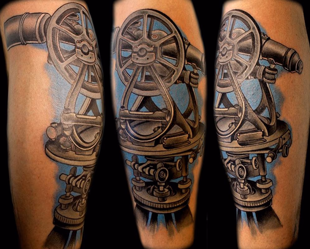 Black and Gray Calf Tattoo