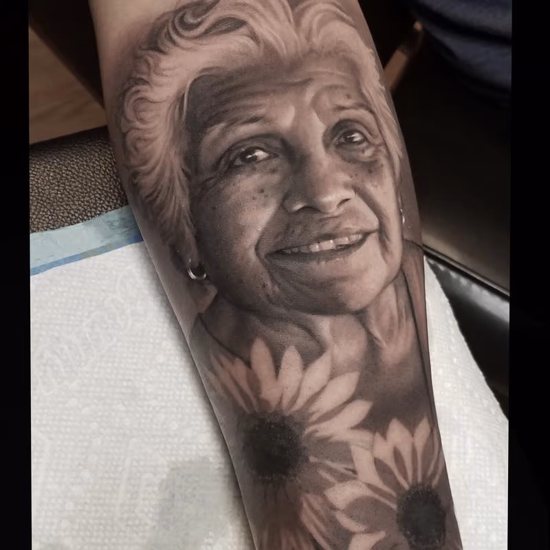 Portrait Black and Grey Tattoo