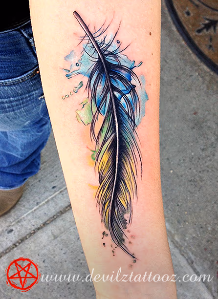 Feather tattoo Done while my Guest spot at Off the Map, MA