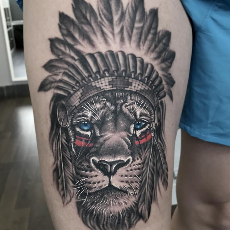 Tattooed in Luxembourg. Done using #Solnovafrom Cheyenne Professional Tattoo Equipment Quantum Tattoo Ink Dermalize PRO Stencil Forte #devilztattooz #liontattoo #tattoodelhi #tattoo#tattooindia #instatattoo