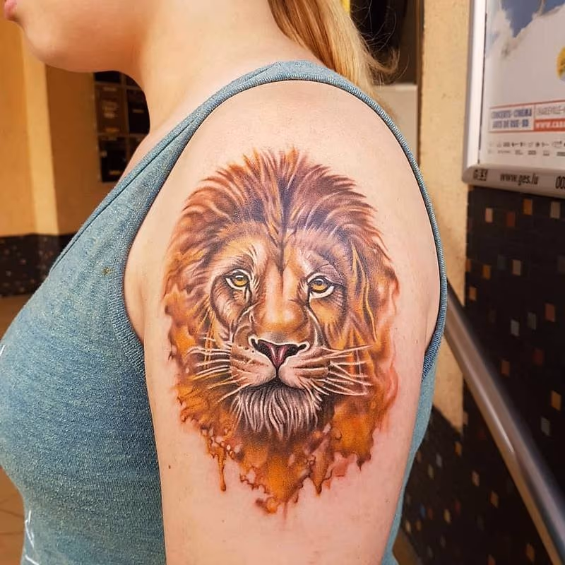 Watercolor Lion Tattoo