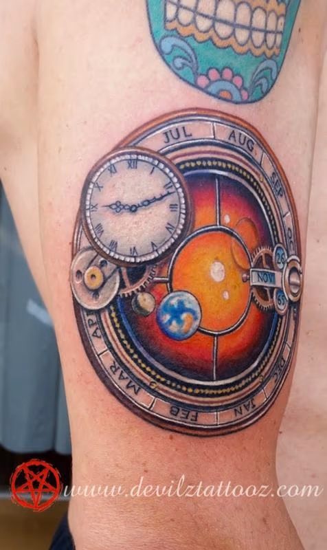 Astronomical clock / watch tattoo