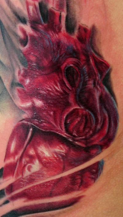 Realistic Human Heart color tattoo