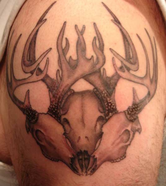 Deer Skull and antlers Tattoo