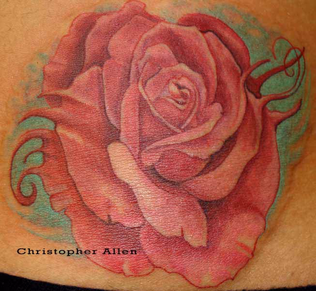 Realistic rose tattoo