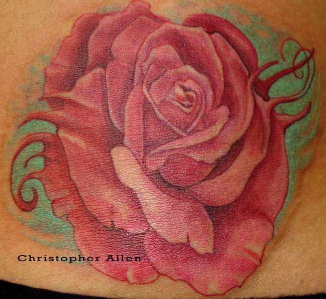 Realistic rose tattoo