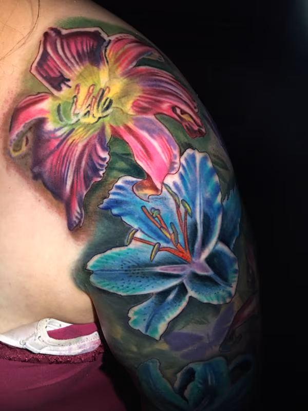 color flower tattoo