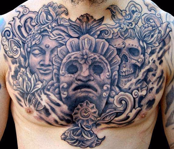 Spiritually Inspired Chest Piece Tattoo
