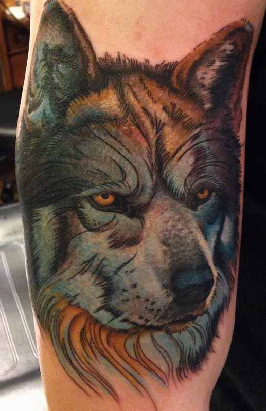 color wolf tattoo