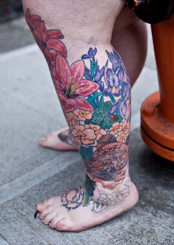 flowers bugs color tattoo