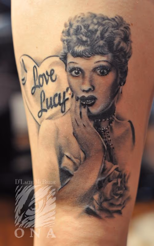 Lucielle Ball portrait tattoo