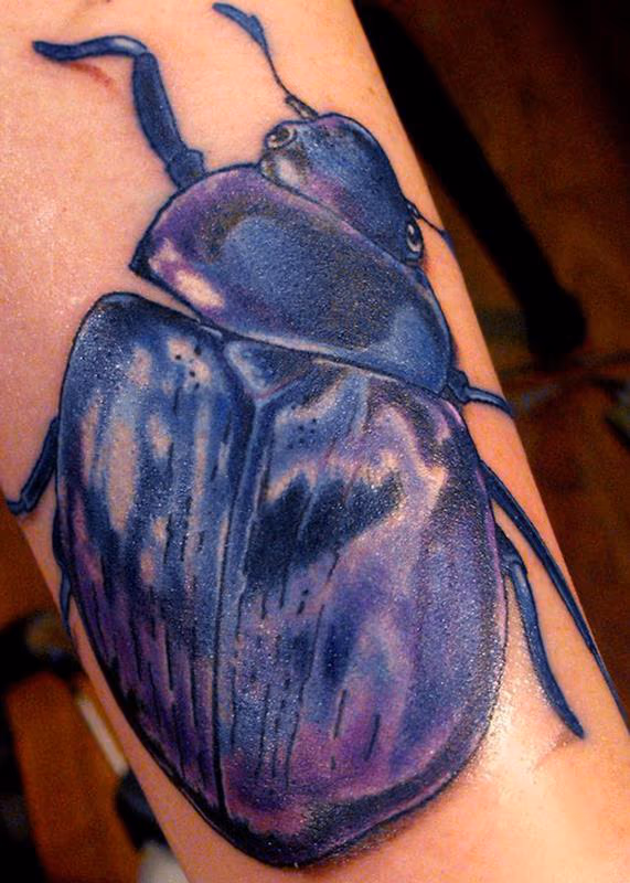 metallic blue beetle tattoo