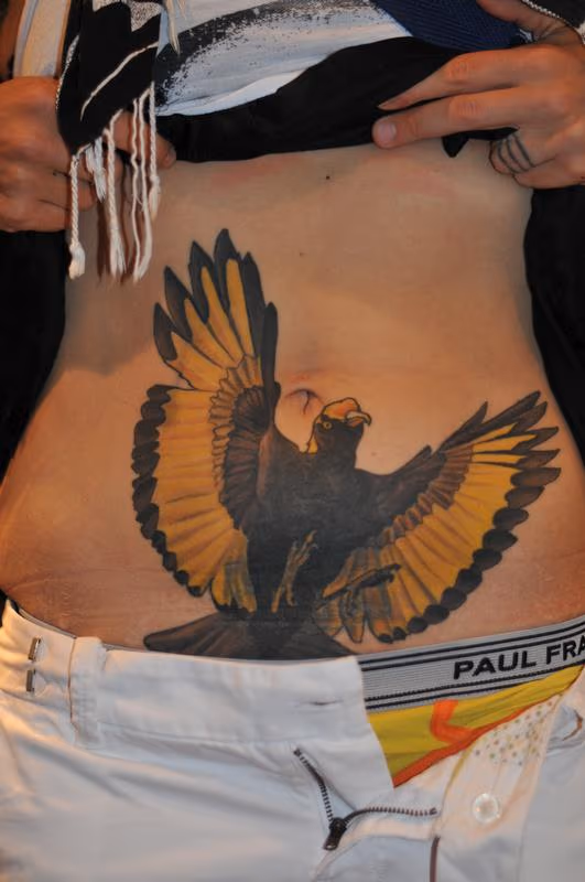 bower bird flying tattoo
