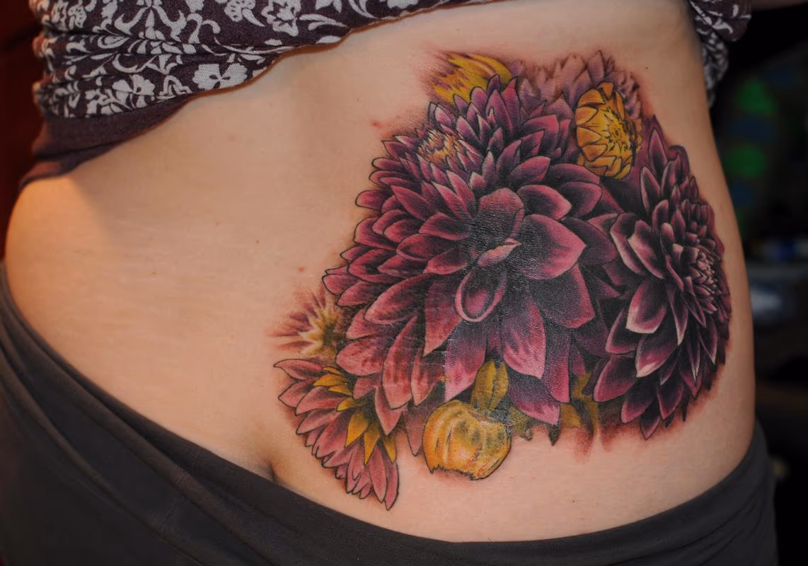 dahlia flower color tattoo