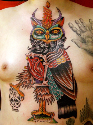Owl Chest Tattoo