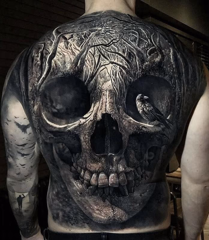 Skull Back Tattoo