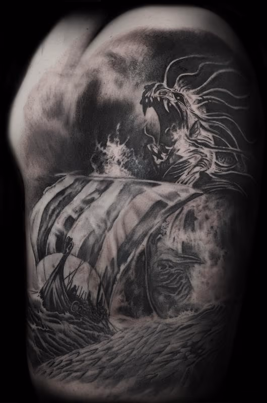 viking sea serpent piece