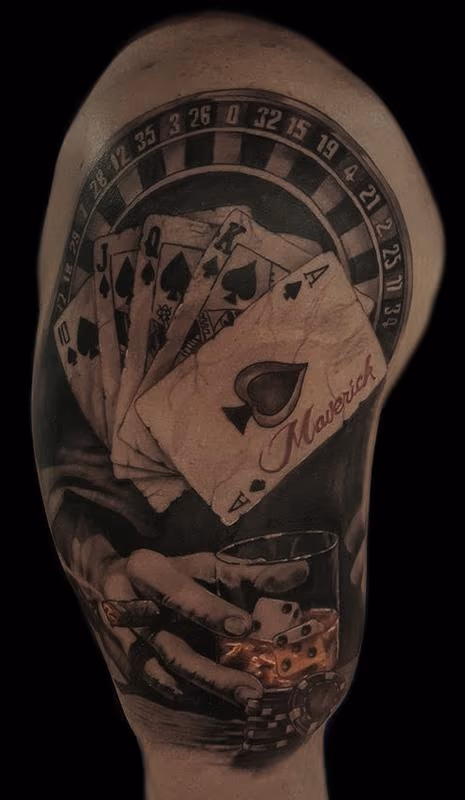 gamblers and casino half sleeve