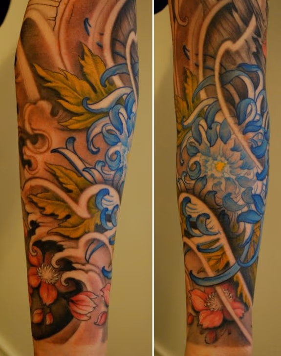 Flower Half Sleeve Tattoo