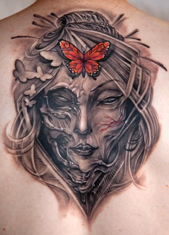 Creepy Butterfly Tattoo