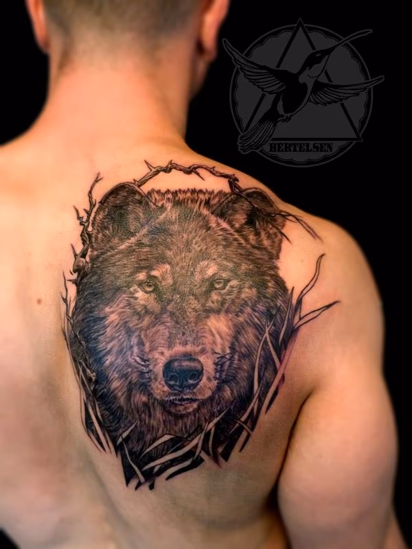 Black and Grey Wolf Tattoo