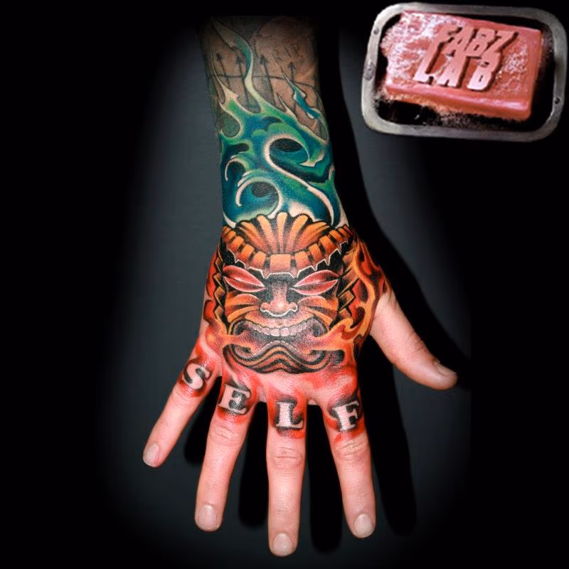 Tiki Hand Tattoo