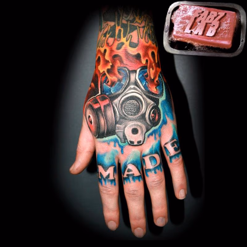 Gas Mask Hand Tattoo