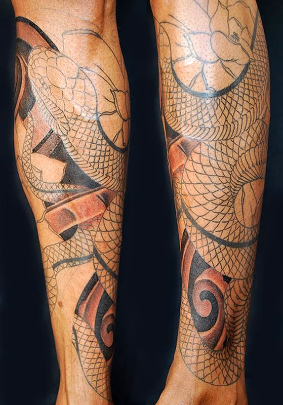 Snake & Magnolias in progress