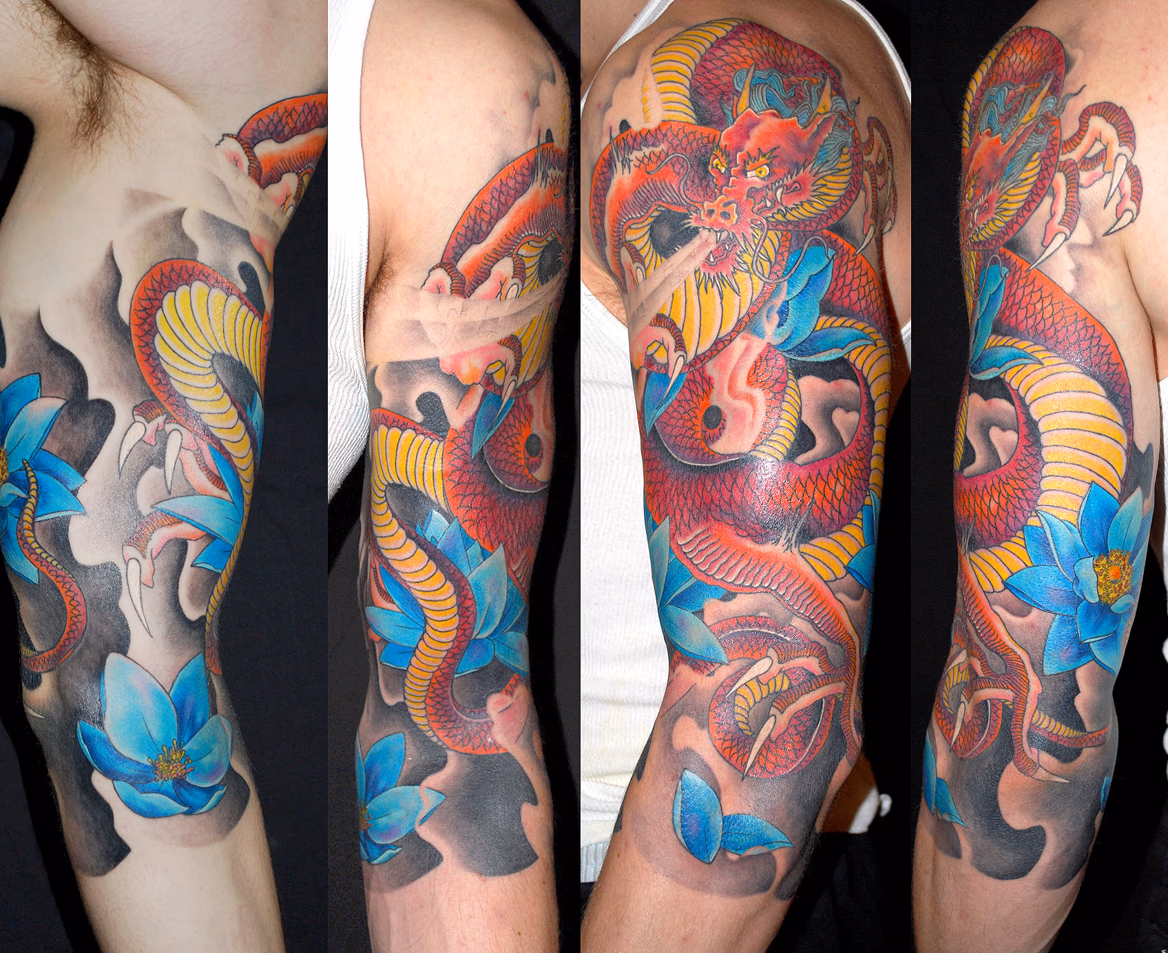 Dragon and lotuses