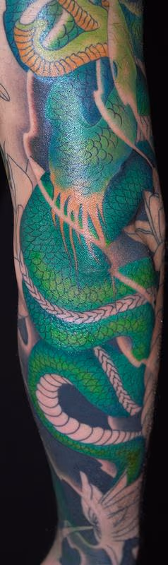 Dragon + Lotuses in progress