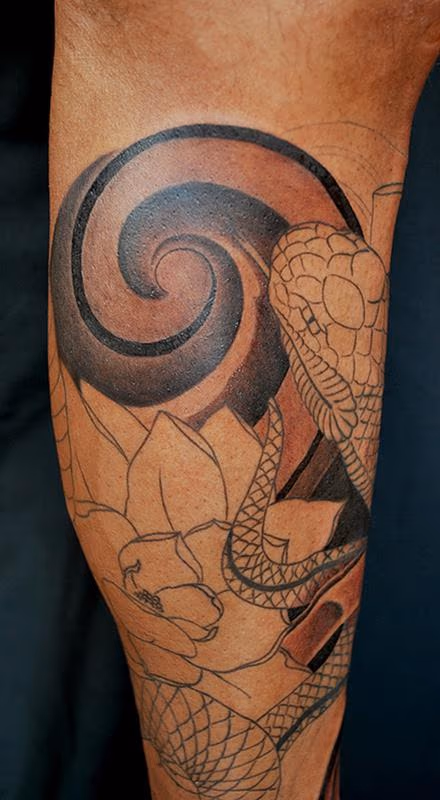 Snake & Magnolias in progress