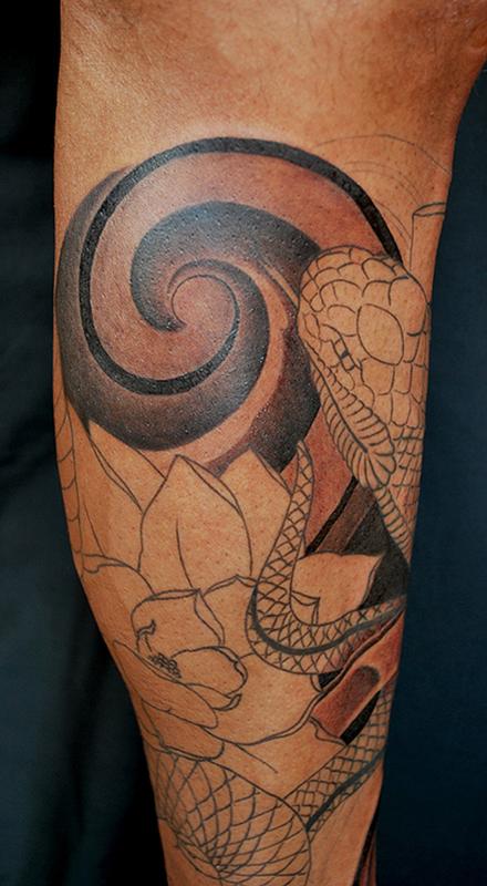 Snake & Magnolias in progress