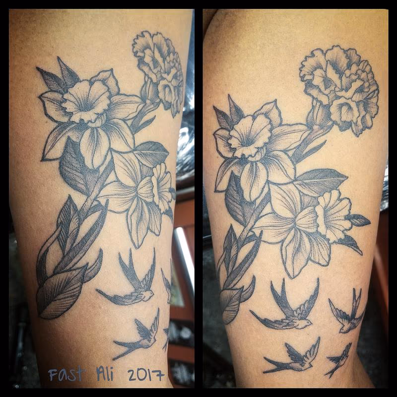 Lacie's blackwork tattoo for family
