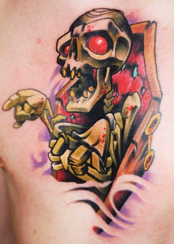 Skeleton Skin Rip Tattoo