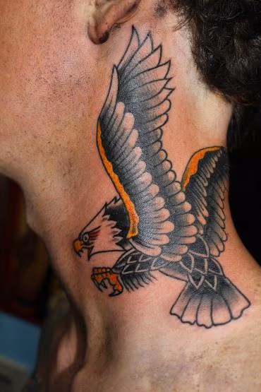 Traditional Eagle Neck Tattoo