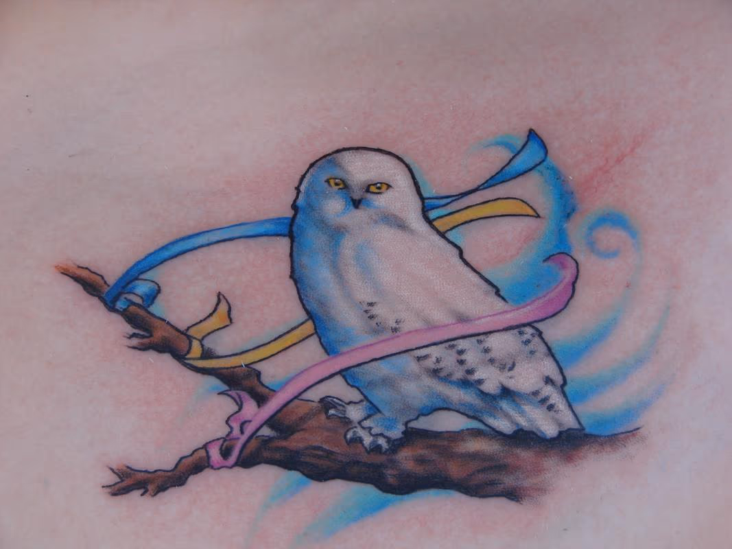 Cancer ribbon snow owl