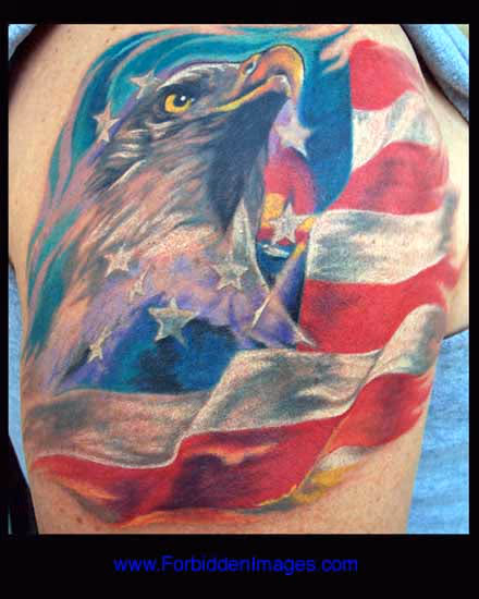 Bald Eagle and Flag