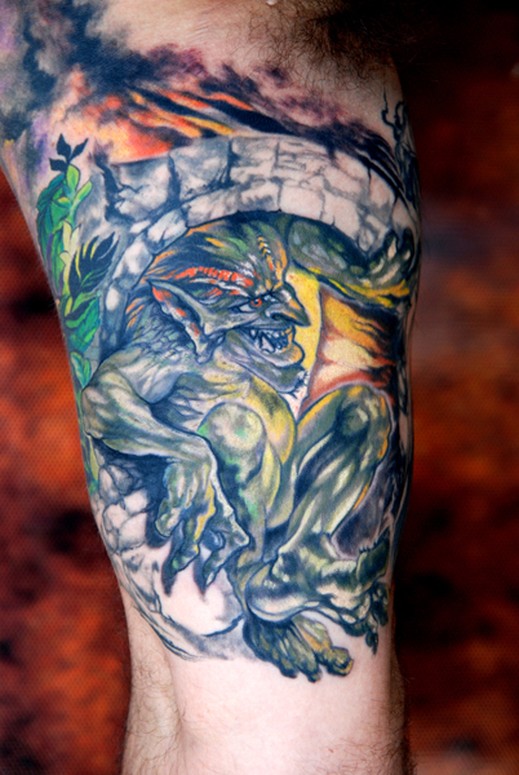 inside the arm tattoo sleeve, full color tattoo