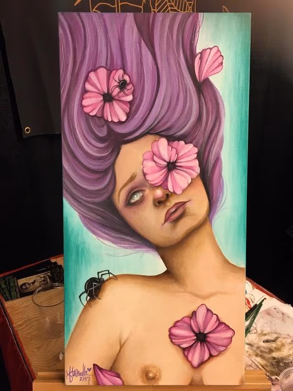 Untitled - Acrylic on Canvas - I painted this piece live at Hell City Phoenix with the Wet Paint Project!