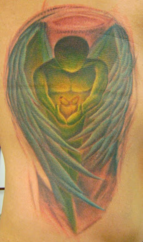 sketchy angel holding heart